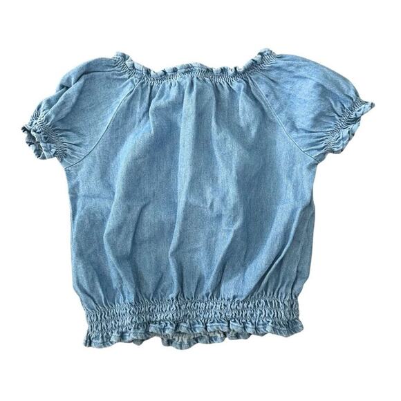 Old Navy Short Sleeve Crop Top with Elastic on Waist & Sleeve Light Denim XS - Picture 5 of 8